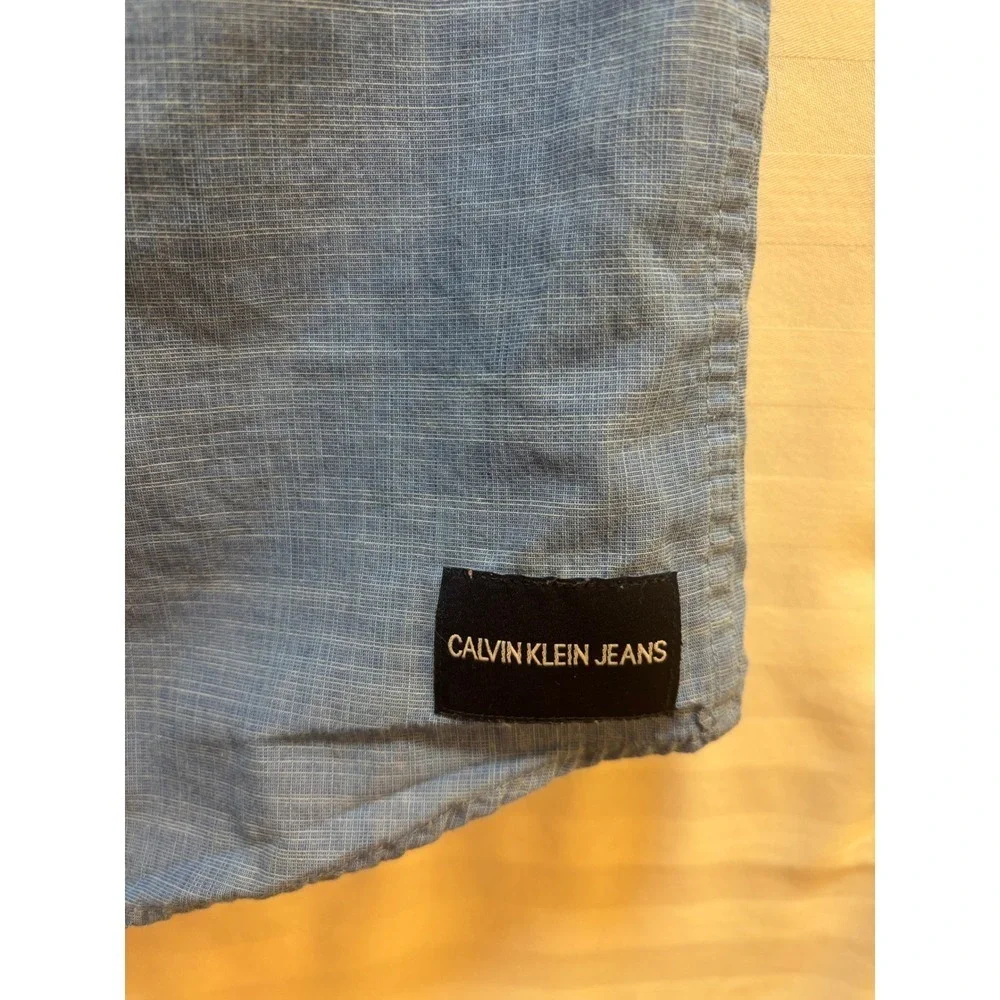 Calvin Klein Jeans Kids Blue Chambray Short Sleeve Button Up‎ Shirt Size M 10 12 - Picture 5 of 5